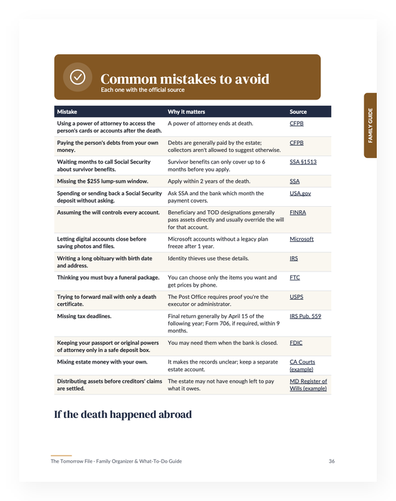 Common mistakes page